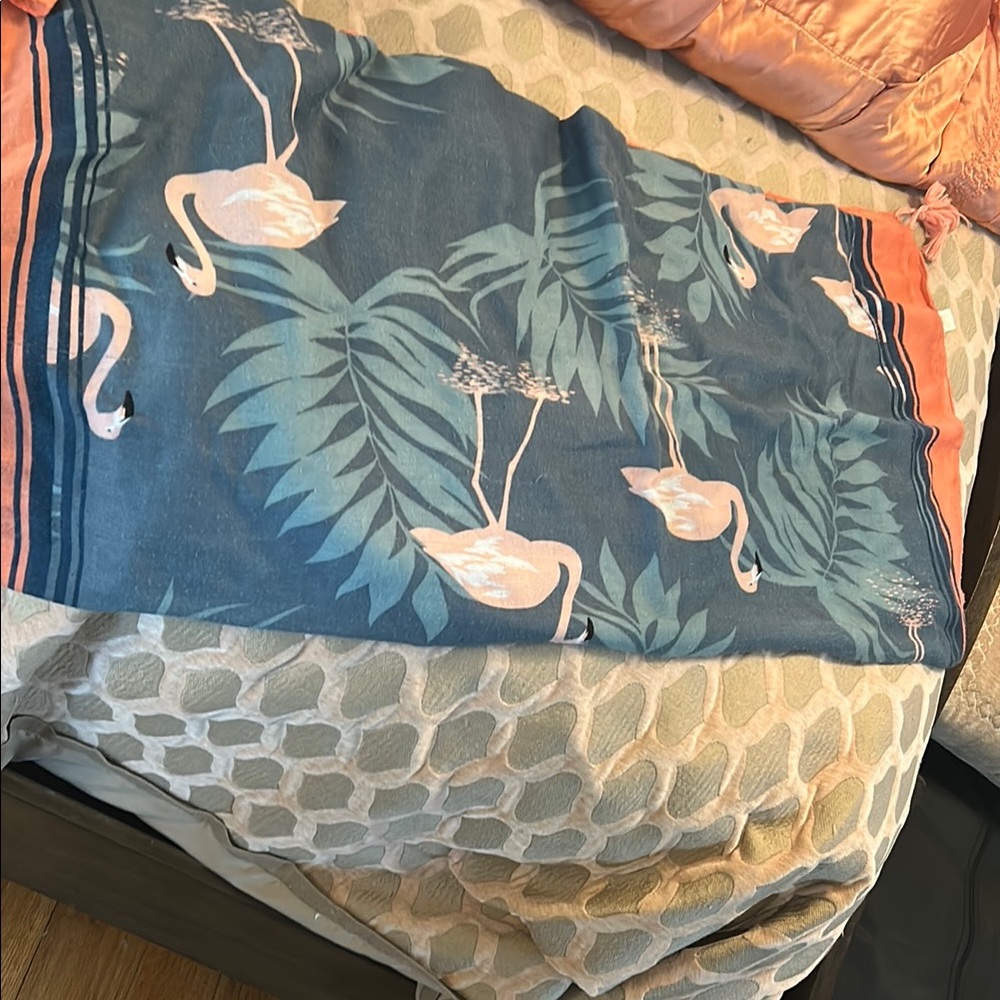 Flamingo and Palm Leaf Scarf